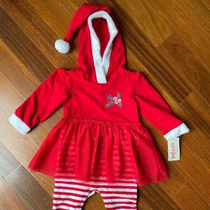 NEW Hooded One Piece Christmas Dress / Leggings - 12 months